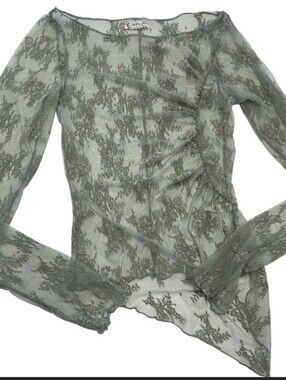 Free People Full Bloom Lace Layering Top In Green Tea Size Small